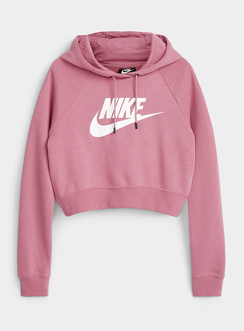 nike cropped hoodie pink