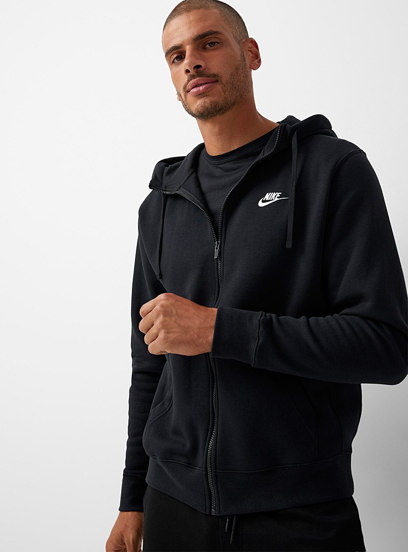 Nike Black Club hooded zip sweatshirt for men