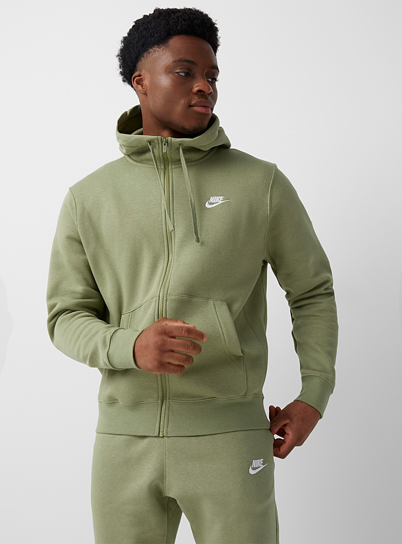 Nike Green Club hooded zip sweatshirt for men