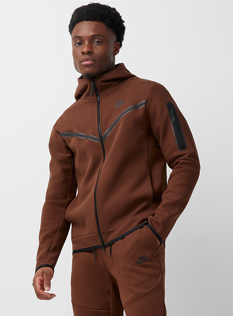 Nike Brown Tech Fleece zipped hoodie for men