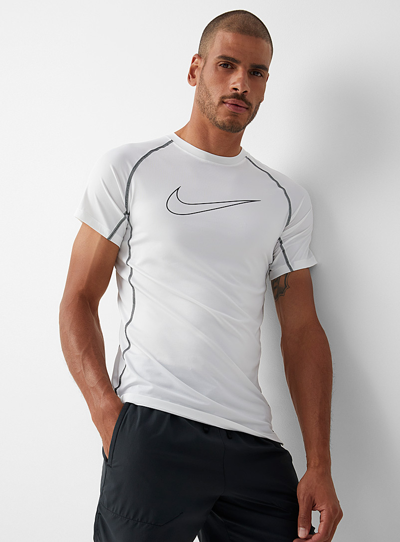 Nike White Contrast raglan fitted tee for men