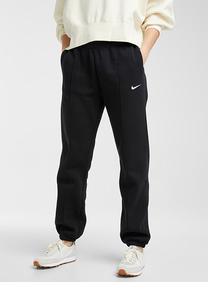 Nike Black Topstitched cotton fleece joggers for women
