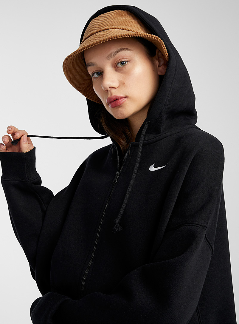 Nike Black Mini logo loose zip hoodie for women