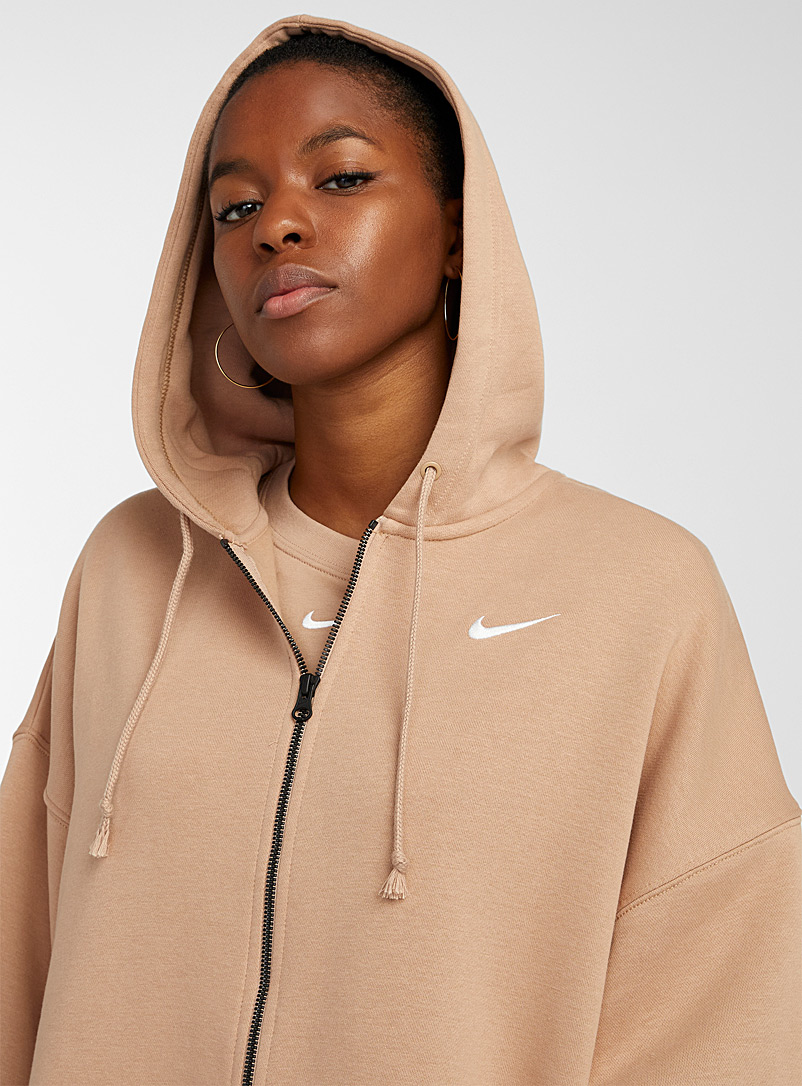 Nike: Le kangourou ample zip minilogo Sable pour femme