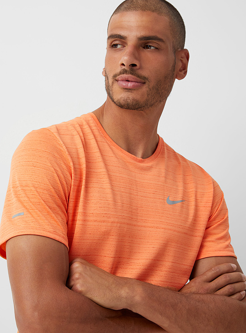 Nike Light Orange Miler breathable heathered jersey T-shirt for men