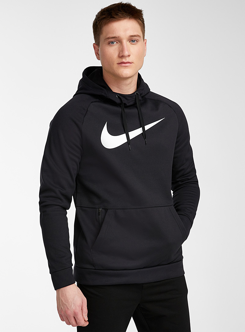Nike Black Therma Swoosh tunnel-hood sweatshirt for men