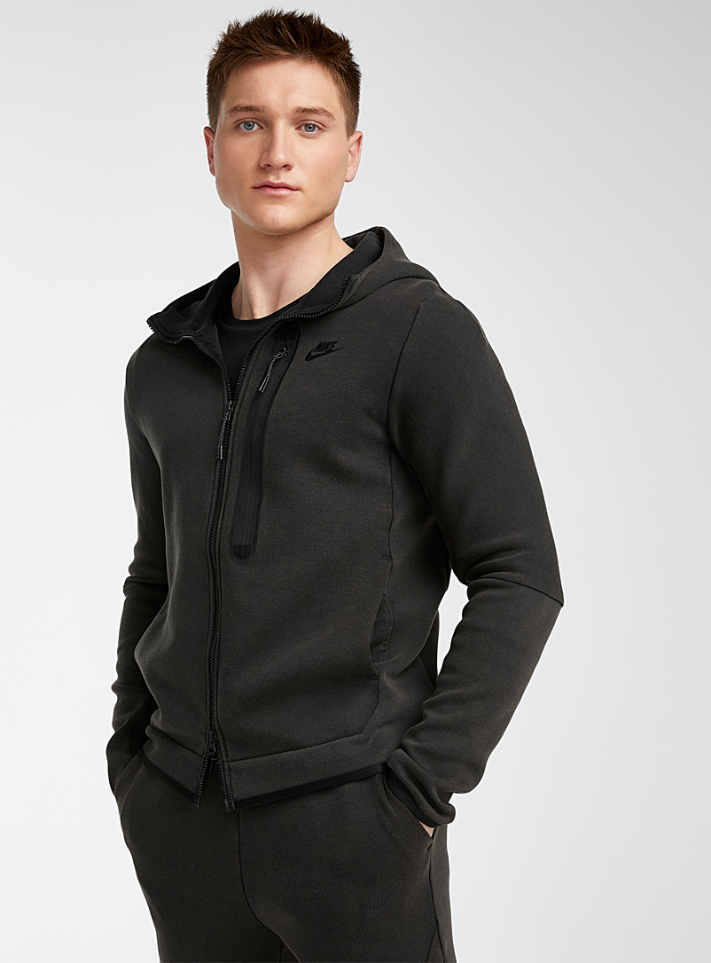 Nike Black Tech Fleece faded hooded zip sweatshirt for men