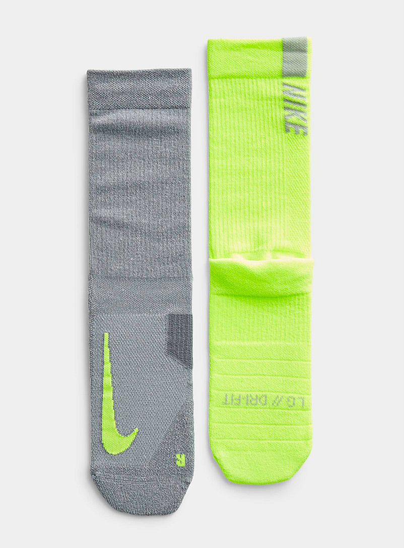 Nike Patterned Grey Multiplier neon padded socks Set of 2 for men