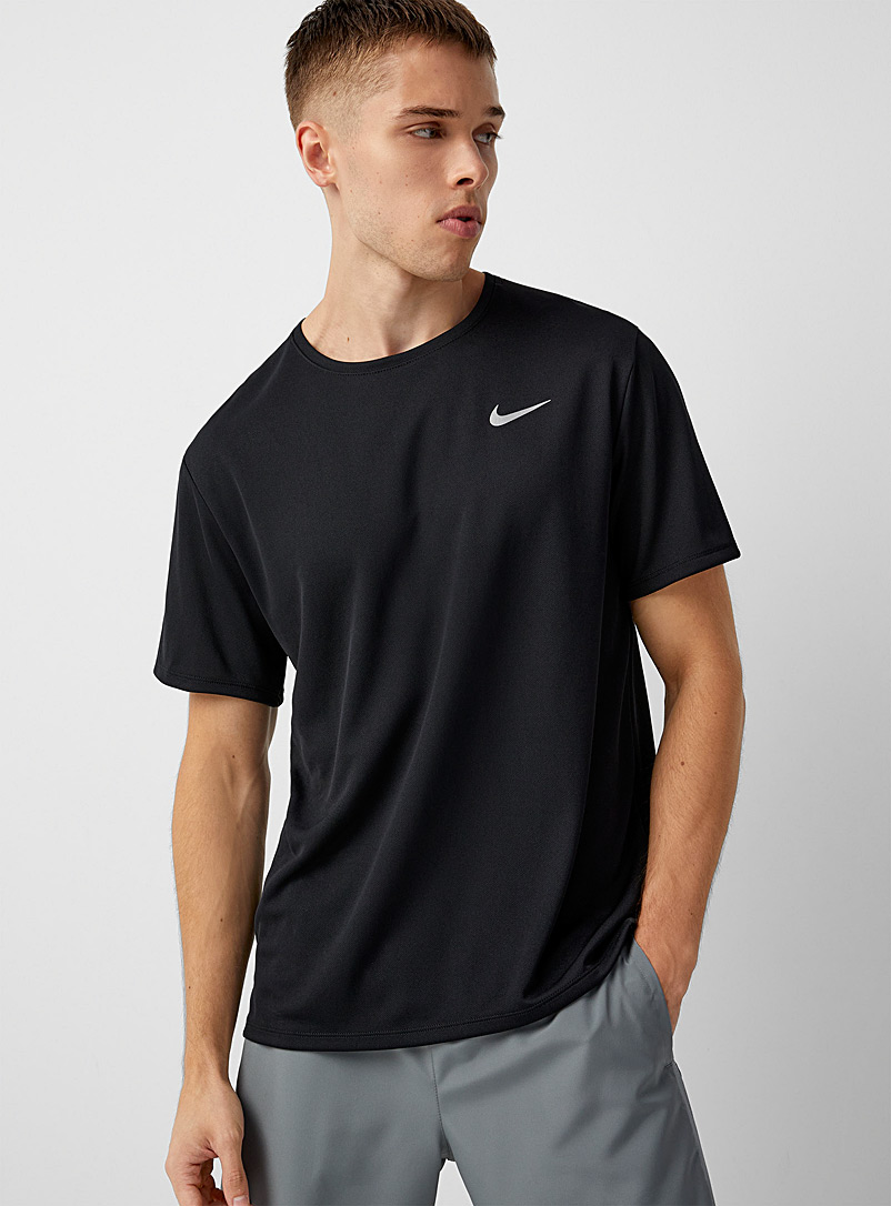 Nike Black Miler breathable heathered jersey T-shirt for men