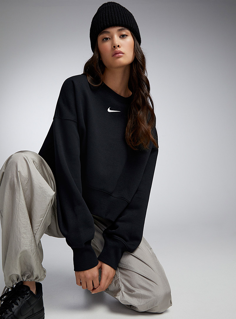 Nike: Le sweat carré court à logo Noir pour femme
