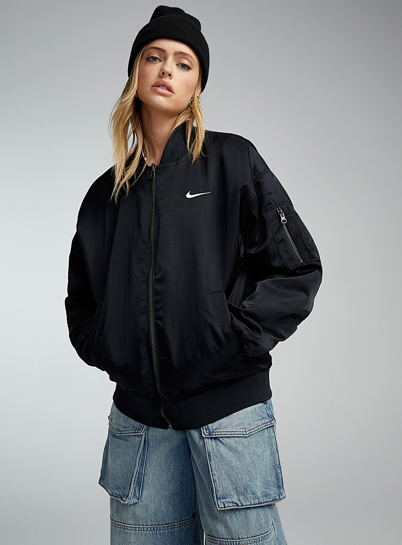 Reversible signature logo black bomber jacket | Nike | Women's