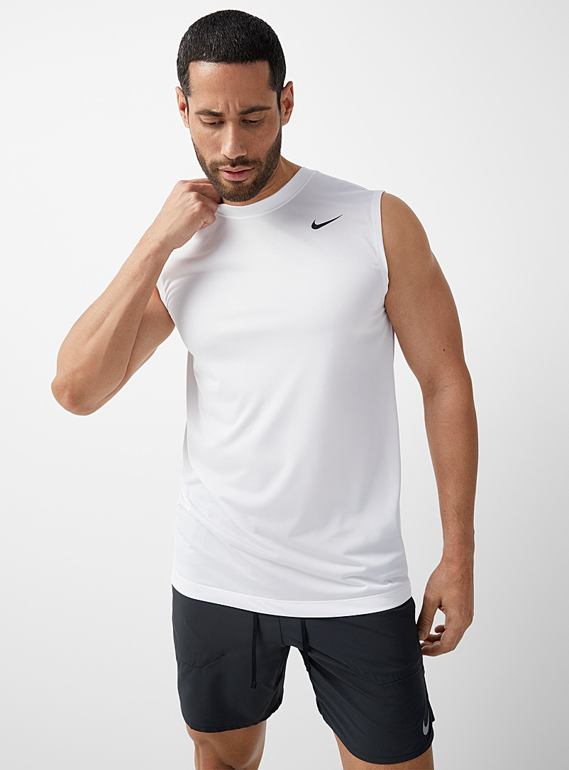 Nike White Nike Legend wide-shoulder tank for men