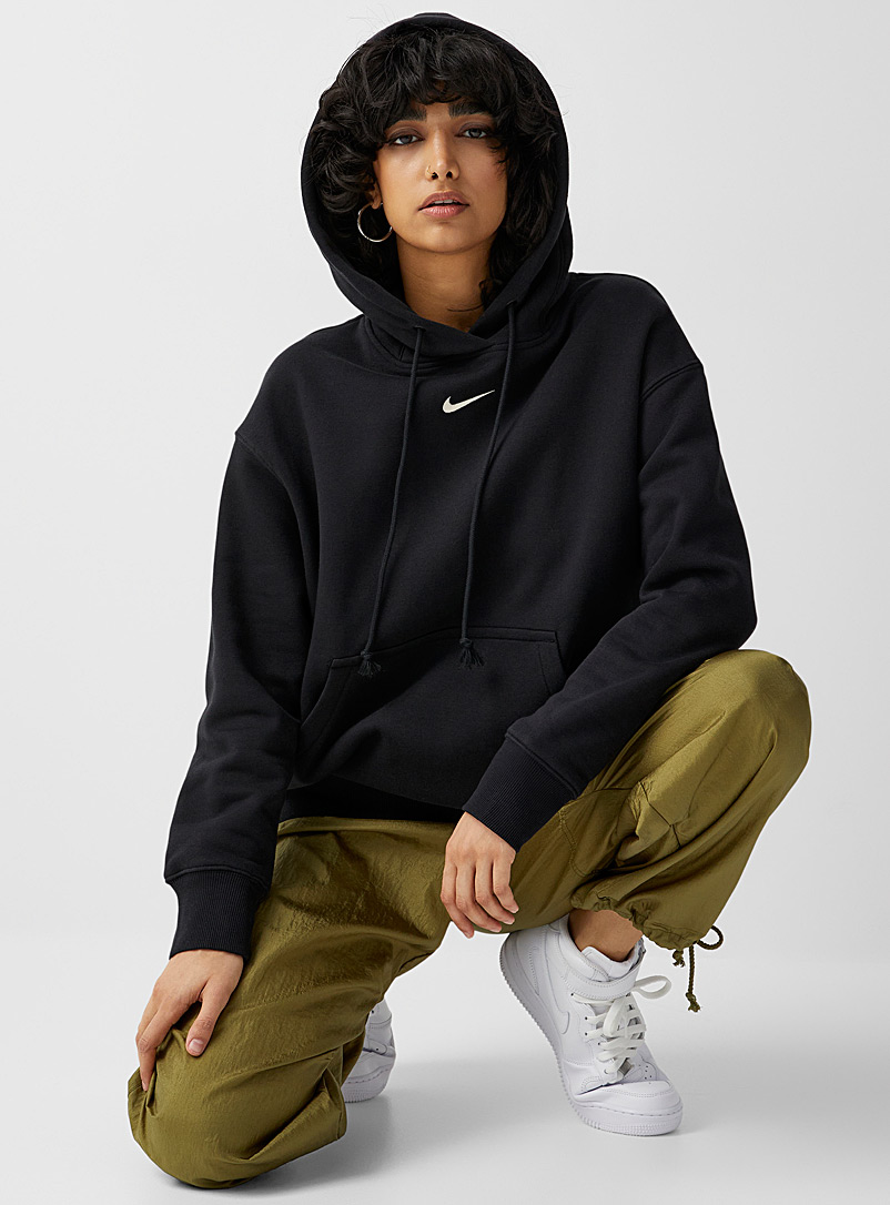Nike Black White logo loose hoodie for women