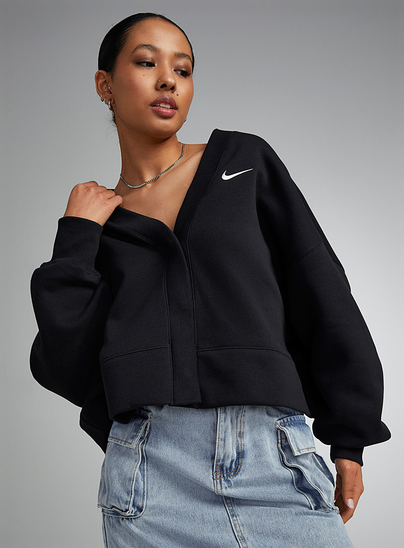 Nike Black Logo loose fleece cardigan for women