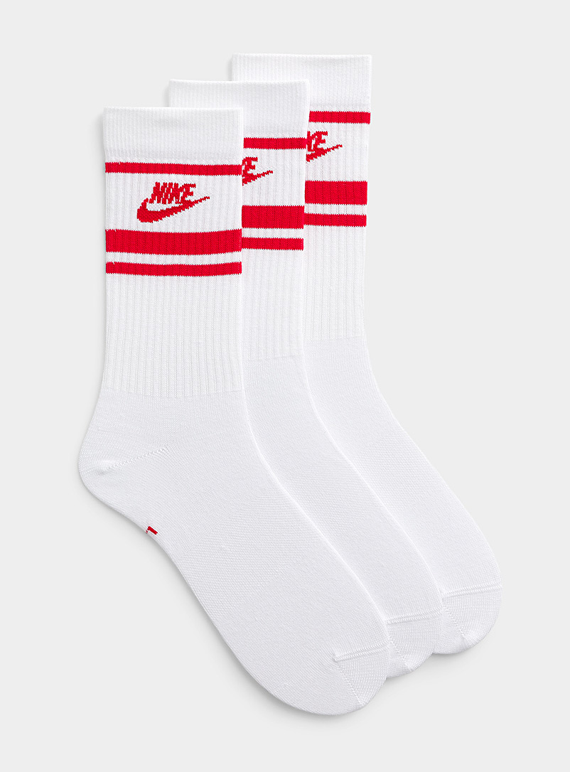 Nike: Les chaussettes Everyday Essential logo rouge Emballage de 3 Blanc à motifs pour homme