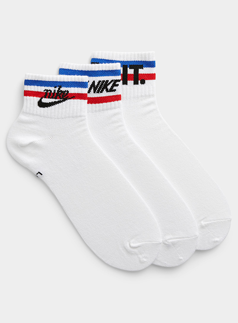 Nike White Everyday Essential retro-logo socks 3-pack for men