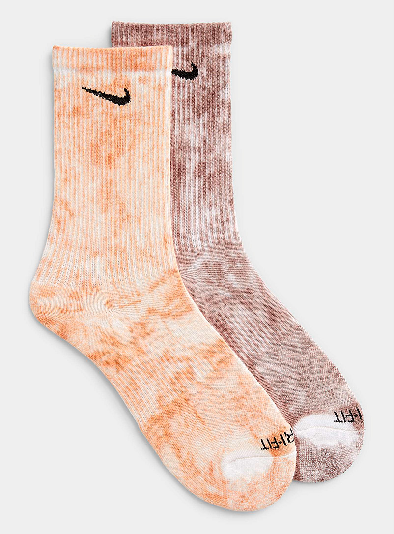 Nike: Les chaussettes côtelées tie-dye Emballage de 2 Écru à motifs pour homme