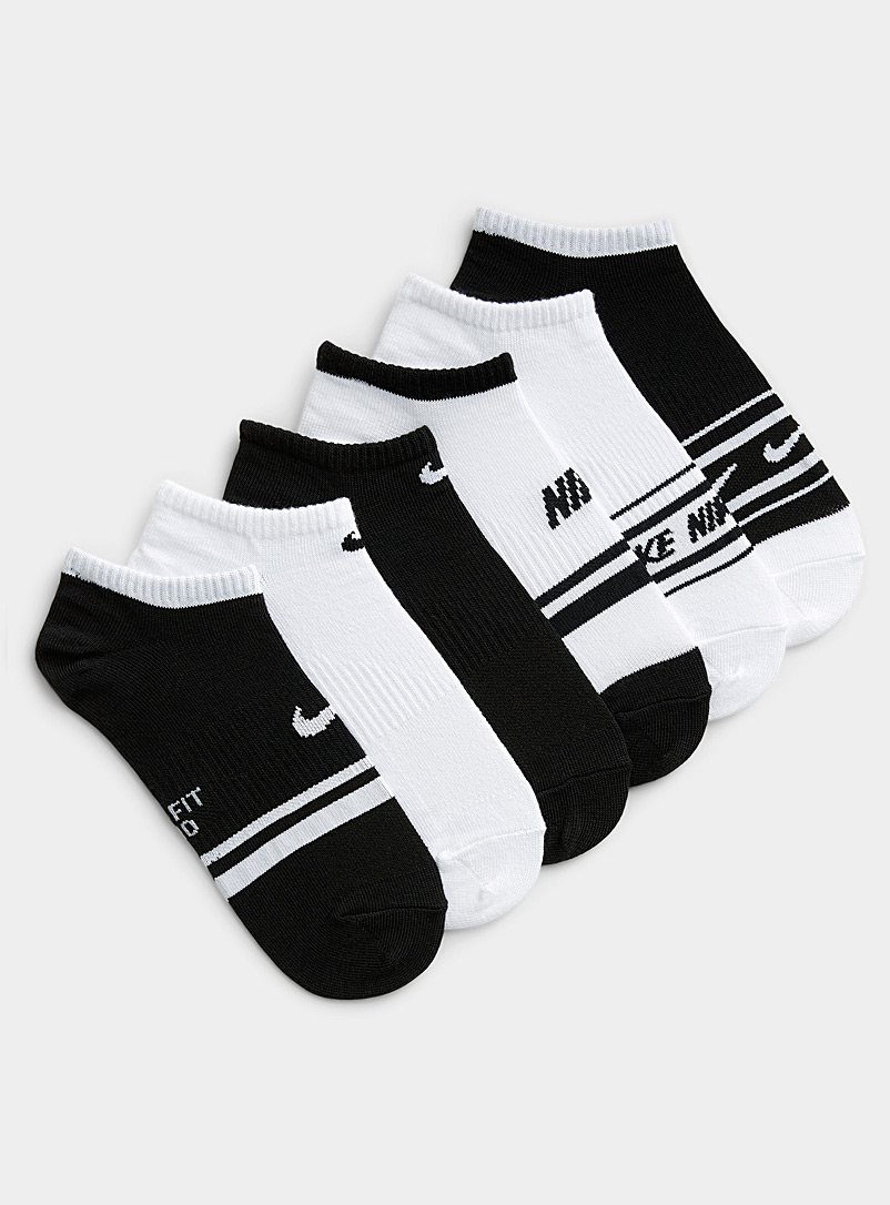 Nike White Sporty stripe ped socks Set of 6 for women