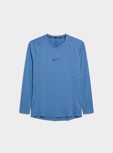 Nike: Le t-shirt ajust&eacute; manches longues Pro Bleu pour homme