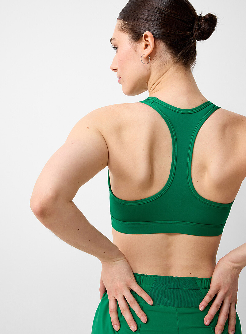 Nike Green Swoosh racerback bra Medium to high-impact support for women