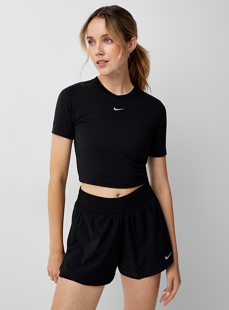 Nike Black Fitted cropped logo tee for women