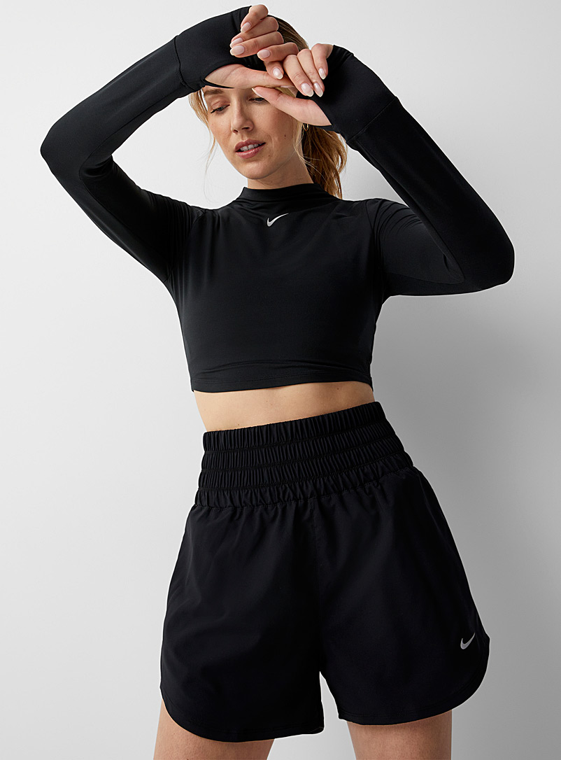 Nike Black Mini-logo cropped mock-neck top for women