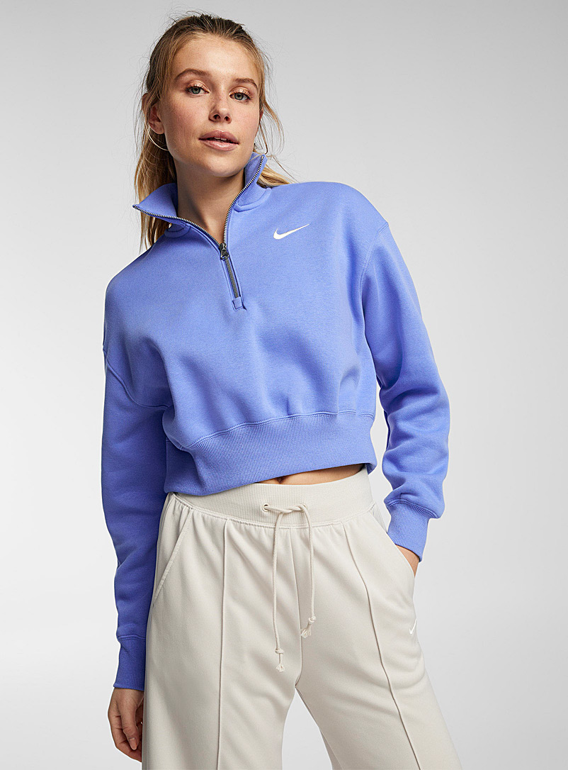 Nike: Le sweat col zippé court Phoenix Bleu pour femme