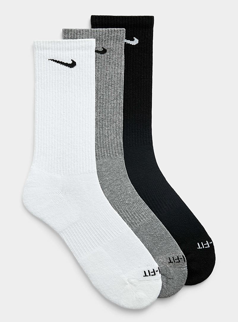 Nike Grey Solid Everyday Plus socks 3-pack for men