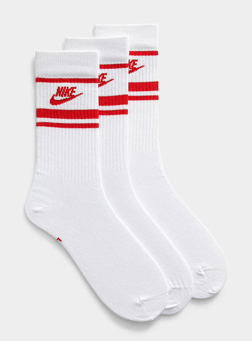 Nike: Les chaussettes athlétiques rétro Emballage de 3 Rouge pour homme