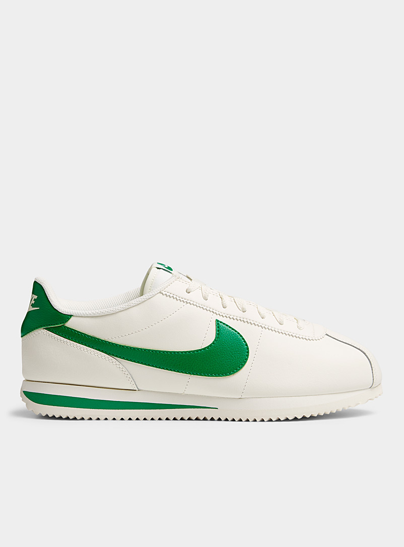 Nike White White-and-green Cortez sneakers Men for men