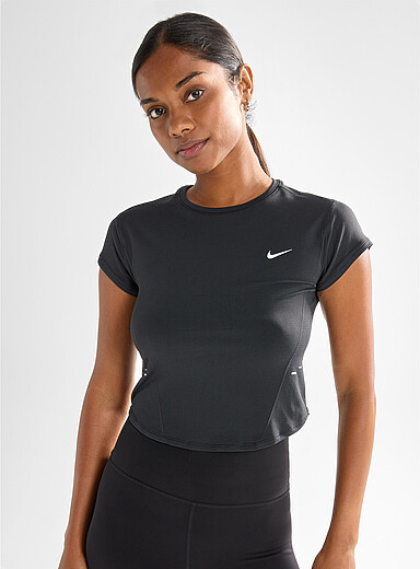 Nike: Le t-shirt sans coutures Dri-FIT Noir pour femme