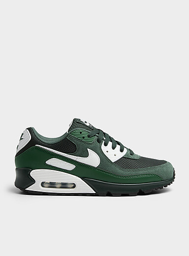 Nike: Le sneaker Air Max 90 Premium vert et blanc Homme Vert &agrave; motifs pour homme