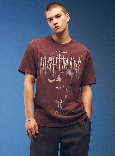 Nike: Le t-shirt d&eacute;lav&eacute; Ja Nightmare Bourgogne pour homme