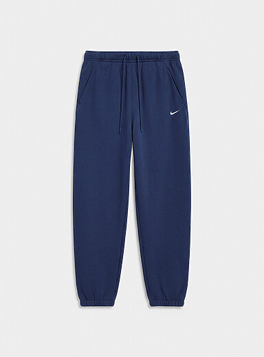 Nike Navy/Midnight Blue Solo Swoosh cotton fleece basketball joggers <b>Loose fit</b> for men