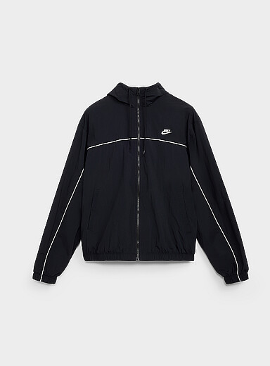 Nike Black Nike Club hooded retro trimmed windbreaker for men