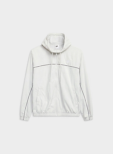 Nike White Nike Club hooded retro trimmed jacket for men