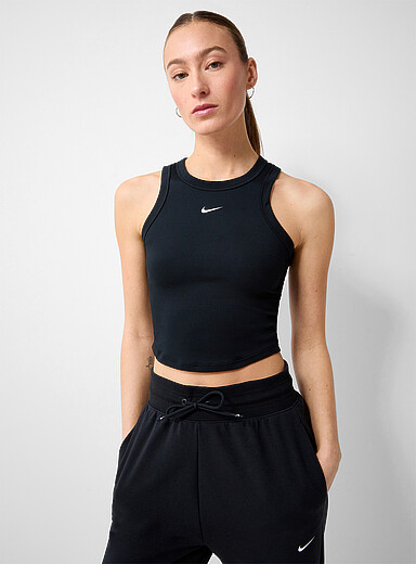 Nike: La camisole courte ajust&eacute;e One Noir pour femme