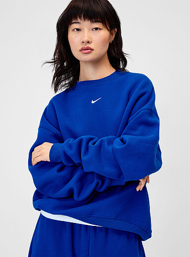 Nike Royal/Sapphire Blue Solid-coloured Studio fleece sweatshirt for women