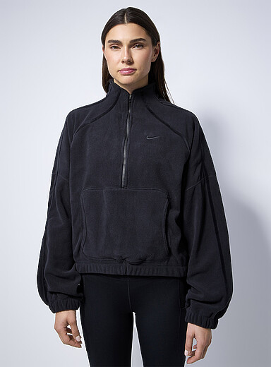 Nike: Le chandail polaire demi-zipp&eacute; Therma-Fit Noir pour femme
