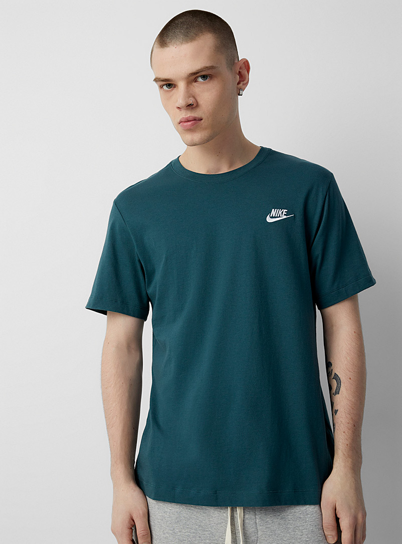 Nike Bottle Green Embroidered Swoosh T-shirt for men