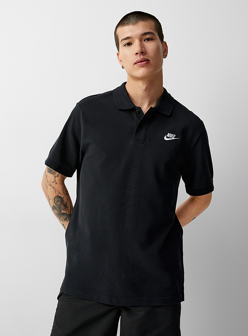 Nike Black Embroidered logo polo for men