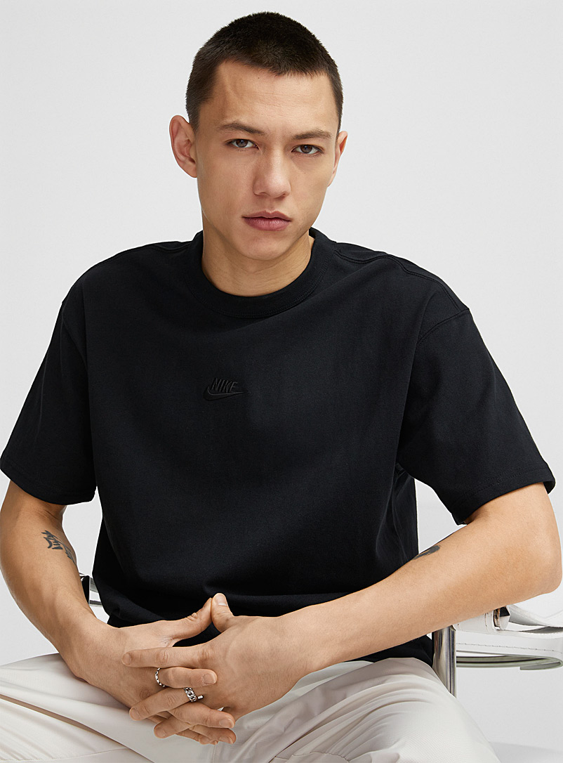 Nike Black Embroidered logo oversized T-shirt for men