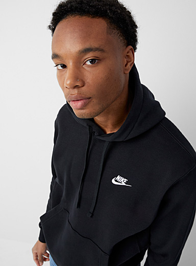 Nike Black Embroidered logo fleece hoodie for men