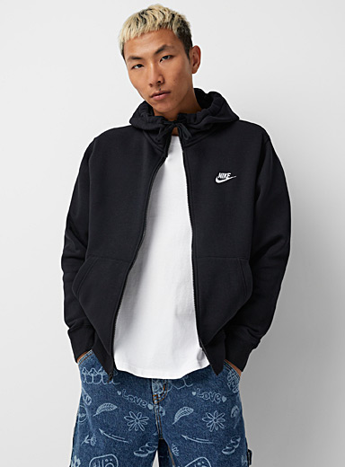 Nike Black Embroidered logo zip hoodie for men