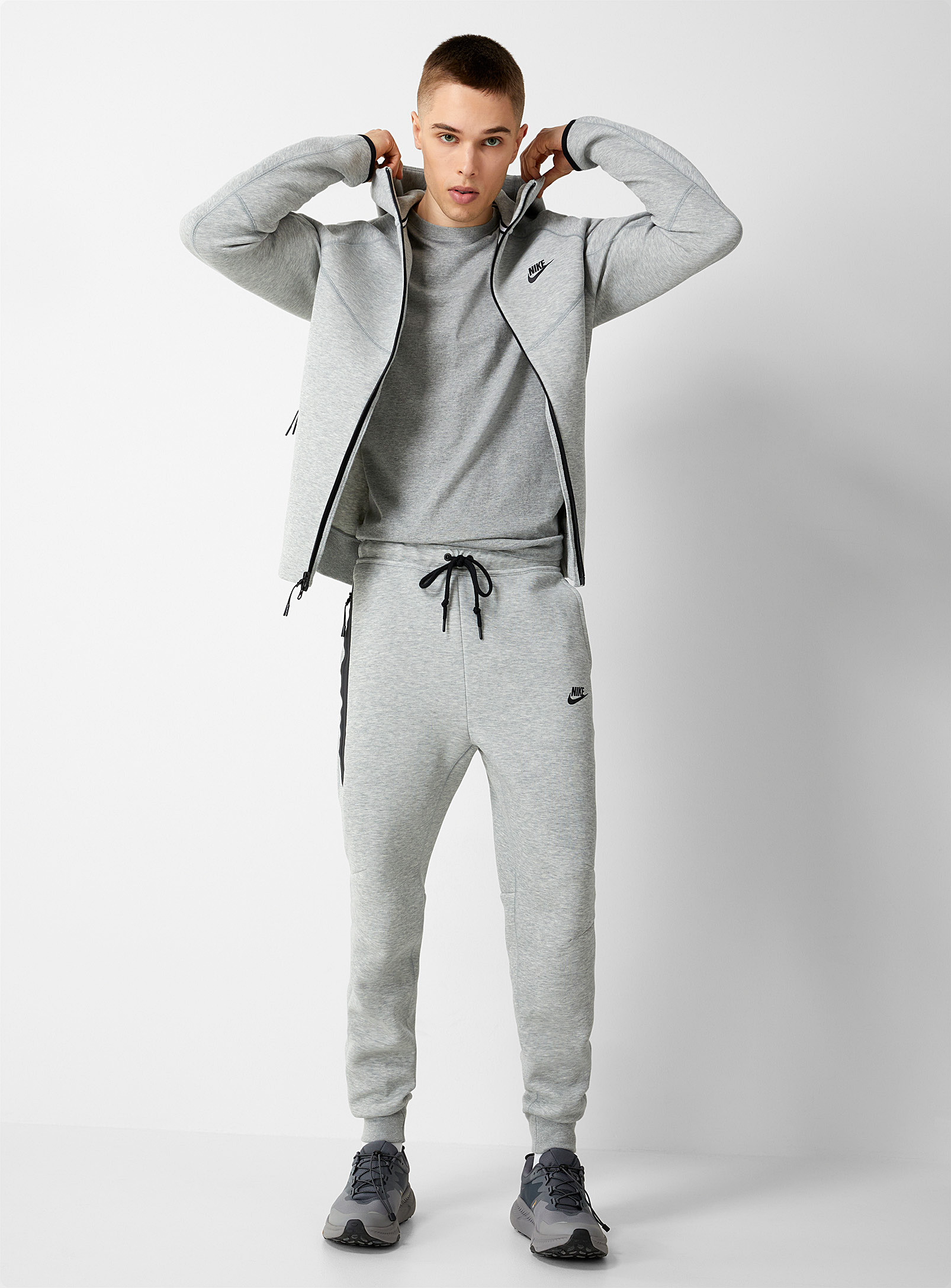 Nike Tech Fleece Angular Seam Joggers In Grey