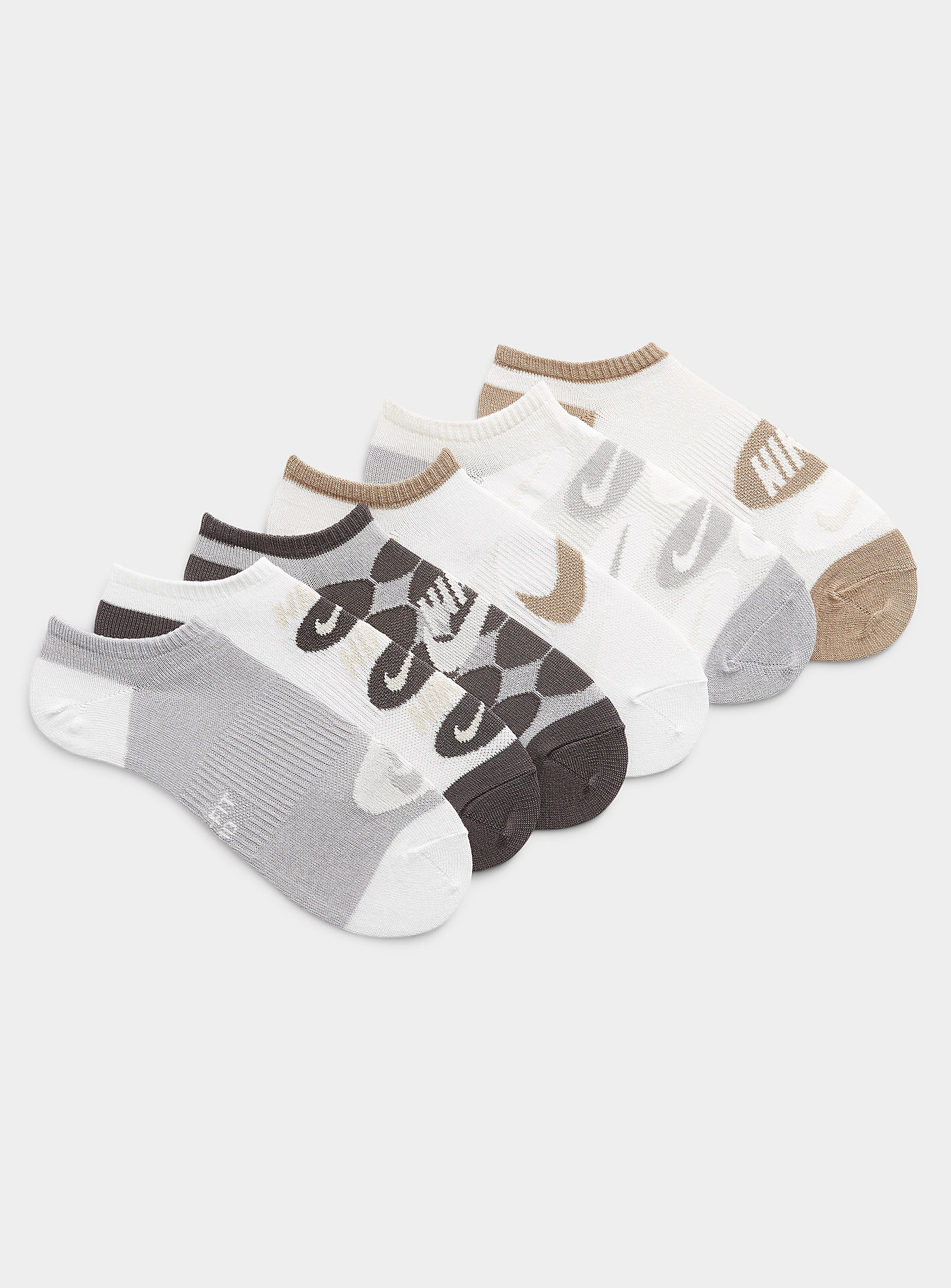 Nike Everyday Neutral-coloured Ped Socks 6-pack In Assorted