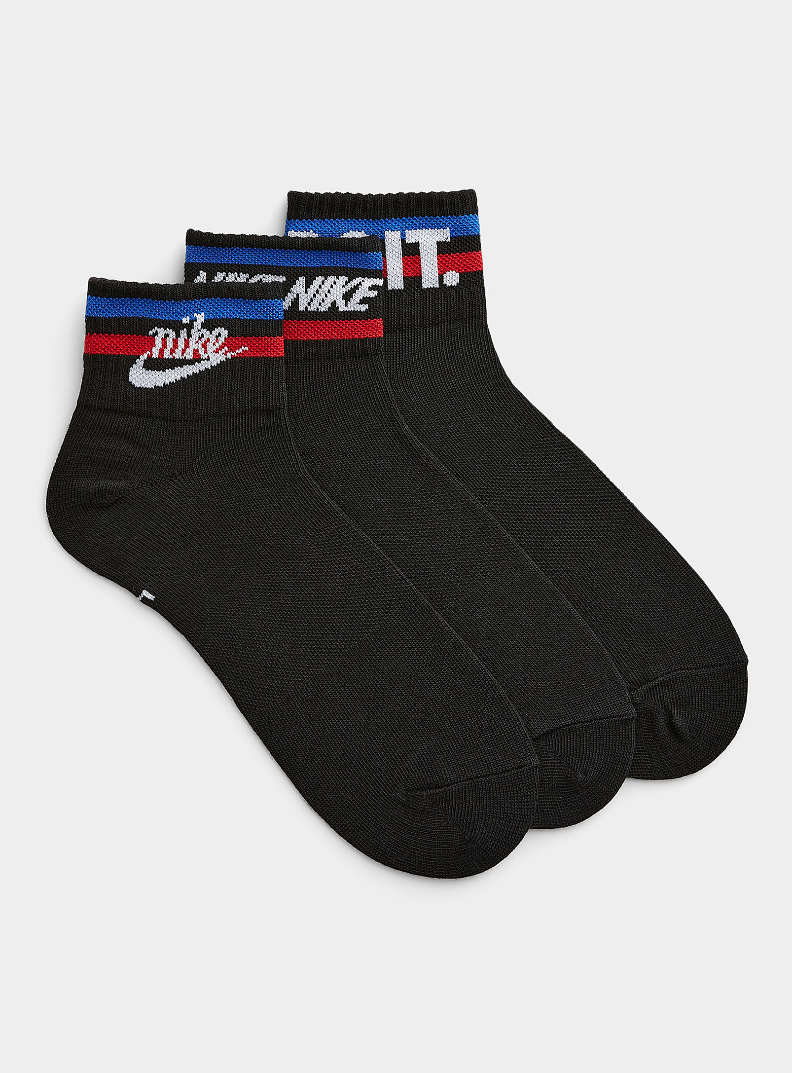 Nike Everyday Essential Retro-logo Socks 3-pack In Black