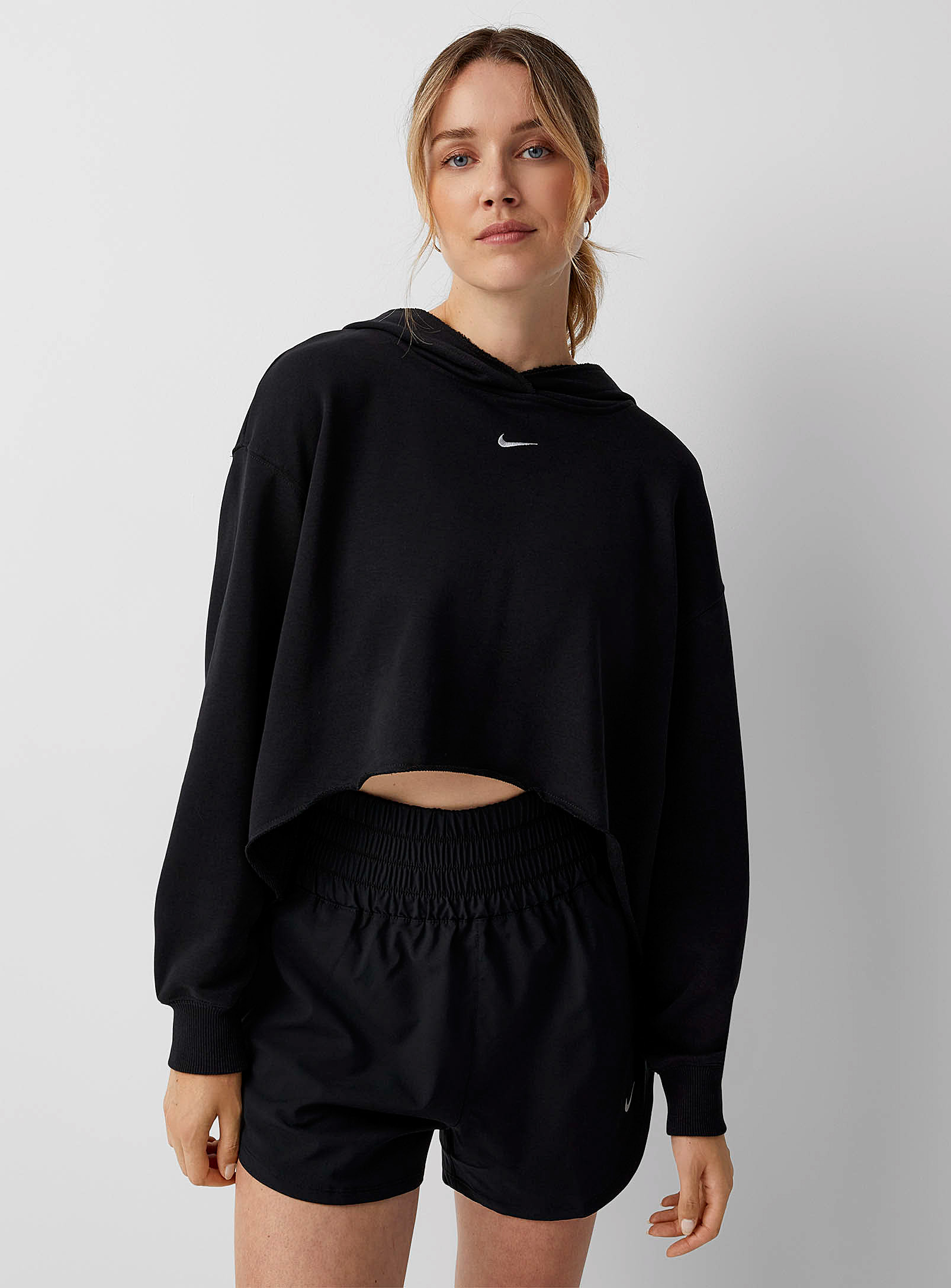 Nike Raw-hem Cropped Sweatshirt Black | ModeSens
