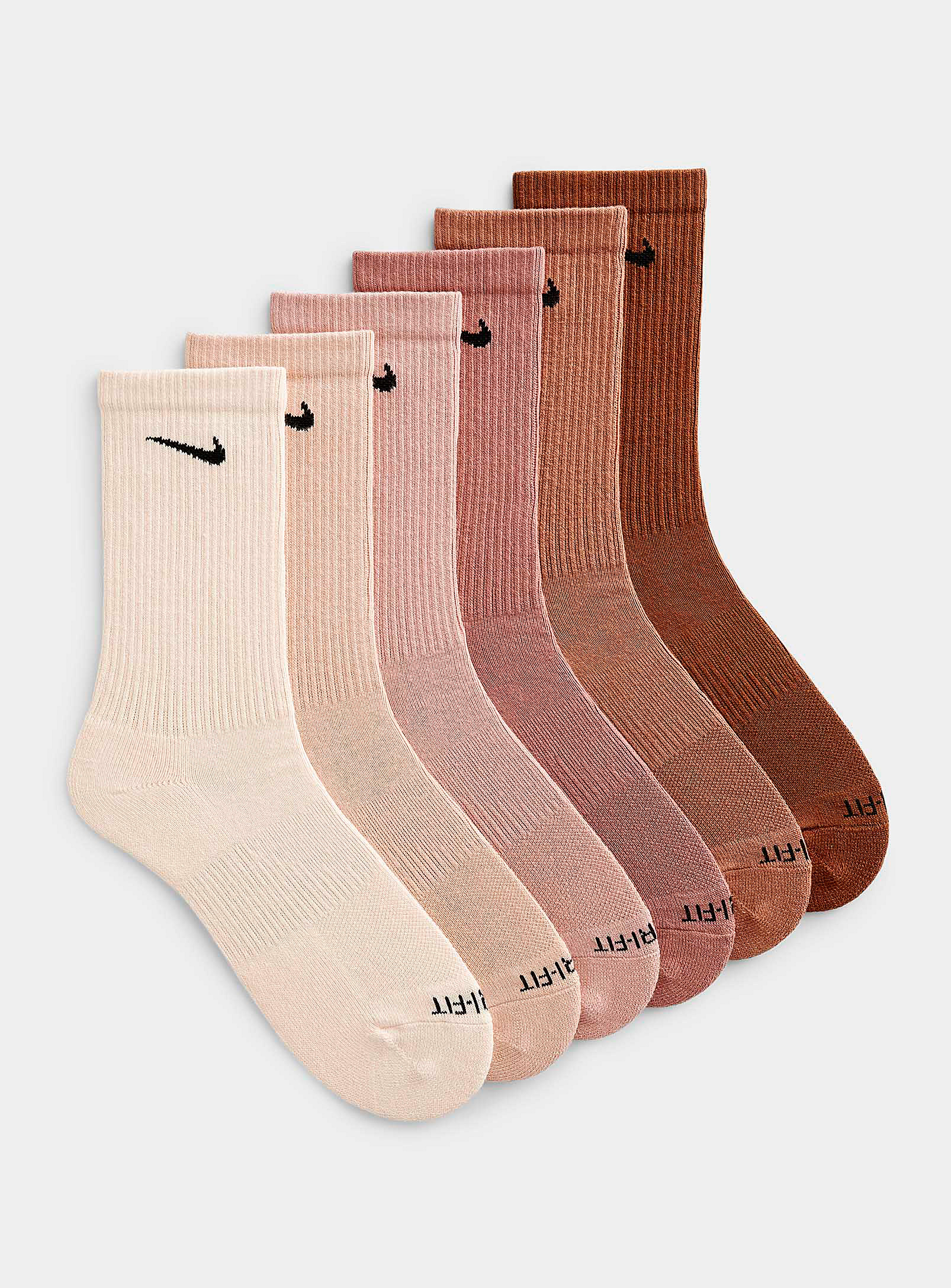 Nike Everyday Plus Powdery Pink Socks 6-pack In Patterned Brown