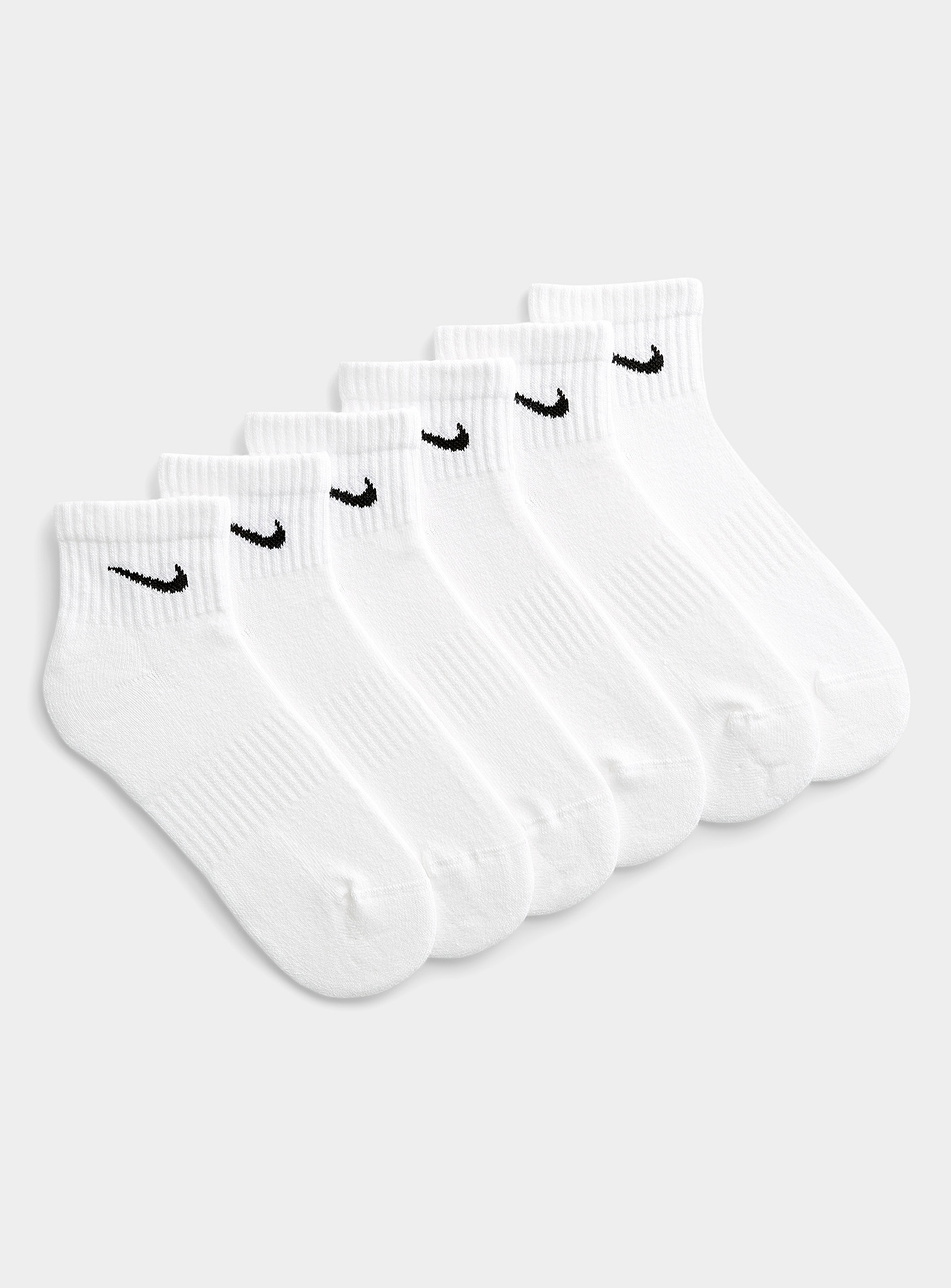 Nike Everyday Black Ankle Socks 6-pack In White | ModeSens
